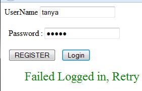 Login error message
